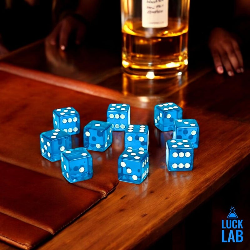 Luck Lab 10 Piece 19 mm Dice Pack - Acrylic and Translucent D6 Dice, Square w/Rounded Edge for Casino, Craps, RPG MTG DND Dice Table Games and Board Games (Light Blue) - Image 4